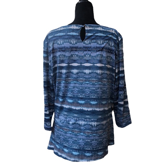 New Directions Asymmetrical Blue Wave Striped Blouse size XL - Picture 5 of 8